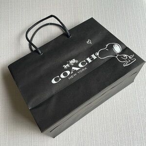 Coach authentic medium Black paper bag with Snoopy Graphic
